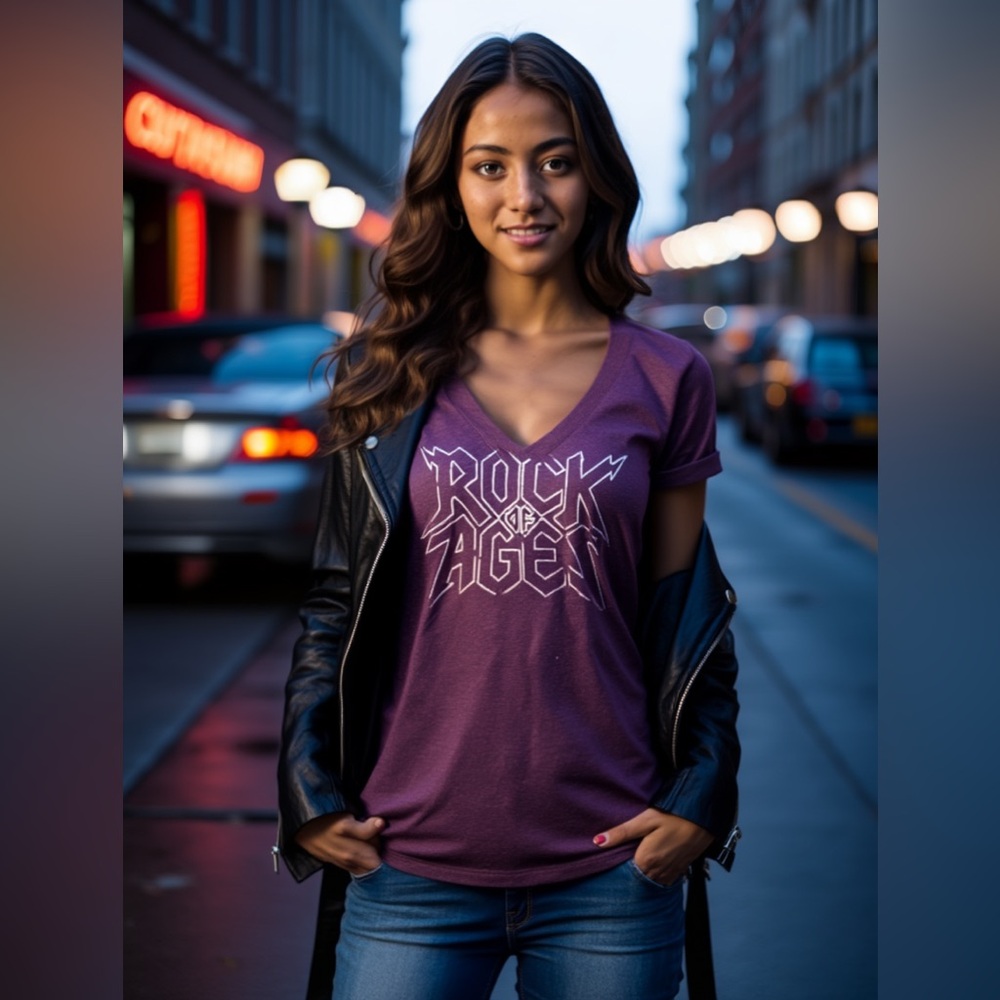 🌻5/$30🌻 Next Level Apparel Silver Graphic Rock Of Ages V-Neck T-Shirt